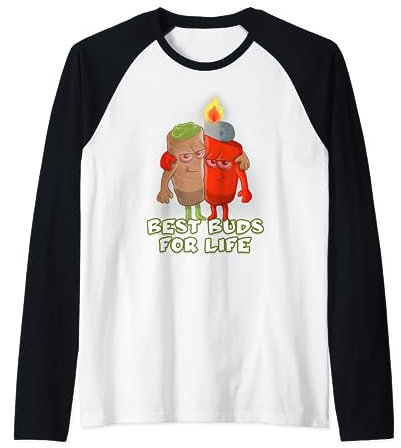 Beste Buds For Life Feuerzeug und Joint Kiffer Kiffen Gras Raglan