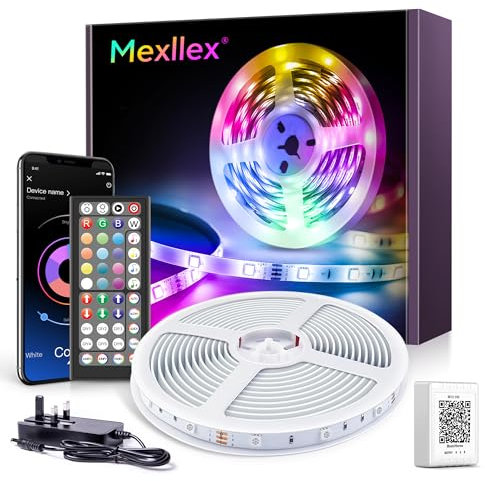 LED Strip Lights with Remote 20m, Mexllex Bluetooth RGB Color Changing LED Lights with Remote Control,Timing Function, Music Sync LED Lights for Bedroom Home Decoration LED Light Strips