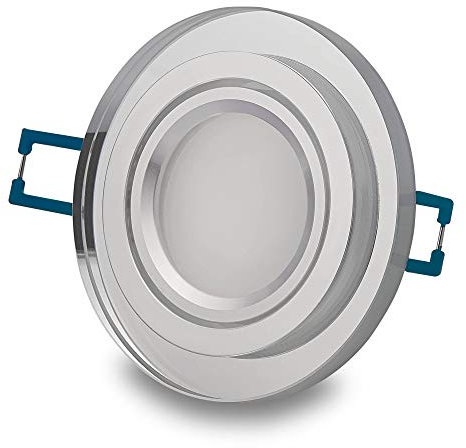 LED Einbaustrahler Glas rund - transparent 5 Watt warmweiß 230V - GU10 Einbau-spot schwenkbar flach als Deckenleuchte Decken-Strahler - Einbauleuchte 75-80mm Bohrloch Einbau-lampe