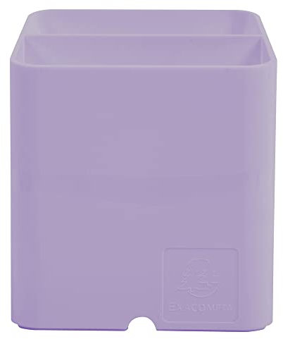 Exacompta - Réf. 67764D - 1 pot à crayons PEN-CUBE Aquarel - Avec 2 compartiments de taille et de hauteur différentes - dimensions 7,4 x 7,4 x 9,3 cm - couleur mauve