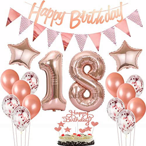 Ballon Anniversaire 18 Ans Fille Or Rose - Décoration Anniversaire