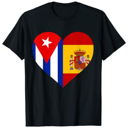 Cuba España banderas corazón Camiseta