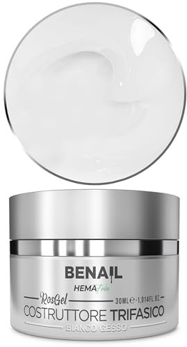 Gel ricostruzione unghie coprente, eleastico e non crea sollevamenti. Gel costruttore per unghie trifasico non brucia in lampada per ricostruzione unghie con cartine o dual tip (Bianco Gesso)
