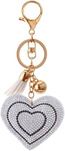 Schlüsselanhänger Cartoon-Schlüsselanhänger Mode-Herz-handgemachter niedlicher Bling-Kristall-Schlüsselanhänger for Frauen-Auto-Anhänger-Mädchen-Statement-Strass-Schmuck-Beutel-Schlüsselanhänger-Rin