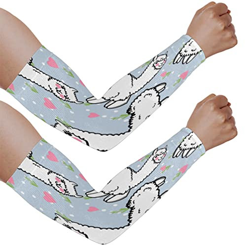 SEEKJOYS Schönes Alpaka-Muster UV-Sonnenschutz Armstulpen Alpaka UPF 50+ kühlende Hülle für Herren und Damen, Gartenarbeit Bauernhof Outdoor Sport Basketball Laufen Radfahren, mehrfarbig, 2 Paar