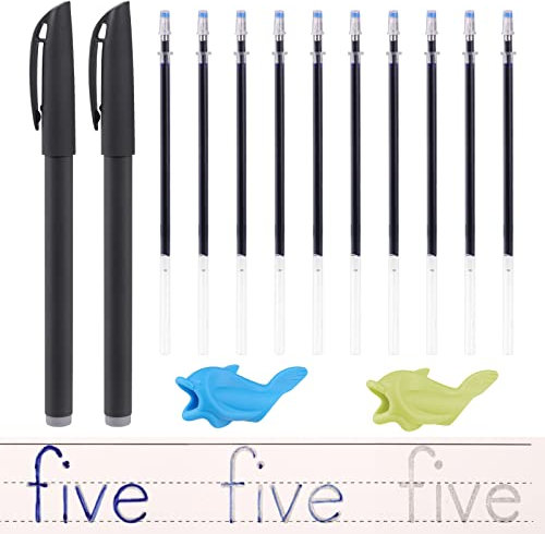 10 Pièces Recharges Estompera Automatiquement, avec 2 Pièces Stylos Magiques, 2 Pièces Correcteur de Prise, pour Livre Calligraphie Enfant Réutilisé