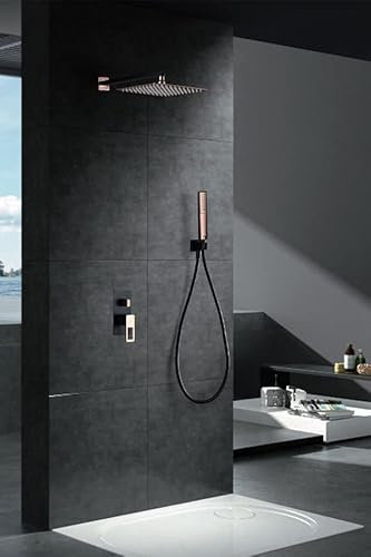 IMEX - Columna de ducha empotrada Suecia negro oro rosa