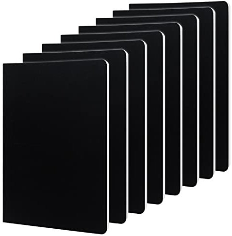 WAIZHIUA 8 Stück A5 Notizblock 14x21cm Liniert Notizbücher 92 Seiten/46 Blätter Kopie Dickes Papier Reisetagebuch mit Softcover zum Schreibblock Tagebuch Notizblöcke Memo, Schwarz
