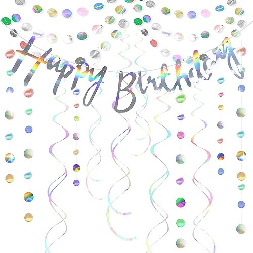 7 Stück Happy Birthday Girlande Girlande Geburtstag Girlande Deko Spiralen Party Hängende Dekorationen für Erwachsene Kinder Geburtstagspartys Oktoberfest Kommunion Sommer Party Dekorationen