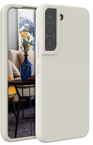 Meifei Galaxy S21 FE 5G Hülle, Flüssiges Silikongel Gummi Bumper Slim Stoßfest Schutzhülle für Samsung Galaxy S21 FE 5G, Creme Stein