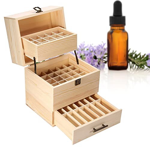 Box ätherische Öle, 59 Fächer Aufbewahrungsbox ätherische Öle aus Holz Organizer Aromatherapie