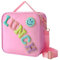 Insulated Lunch Bag With Adjustable Shoulder Strap, Nylon Preppy Lunch Box Large Insulated Lunch Bag Reusable Lunch Tote Bag with Smiley Preppy LunchBag for Girls School Travel Picnic (Pink)