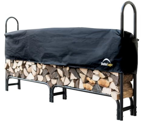 ShelterLogic Kaminholzregal inkl. Cover 244 cm - Kaminholzständer Brennholzregal Holzlager für Ihren Kamin