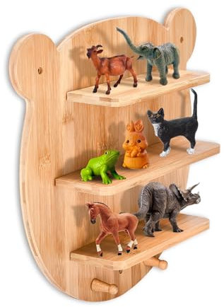 Liebspecht Regal fürs Kinderzimmer – Kinderregal aus Holz – Spielzeugregal für Tonies-Figuren – dekoratives und langlebiges Shelf mit praktischen Fächern – Holzfarben