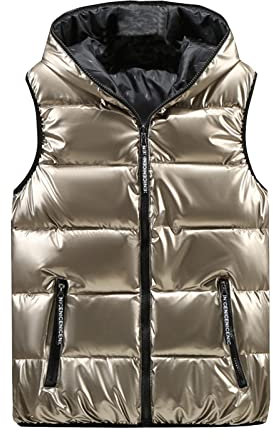 Doudoune Zippé Femme Veste Duveteuse Gilet sans Manche Courtes Manteau Hiver Chaude Chic Blouson