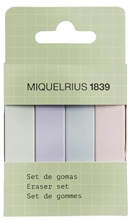 Miquelrius Lot de 4 gommes de couleurs pastels, 74 x 15 x 10 mm, collection Back2Basics