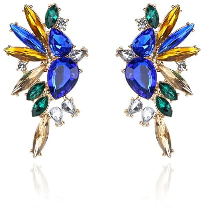 Kakonia Clip Ohrringe für Strass Ohrclips für Damen Non Pierced No Piercing Earrings Hypoallergen Fake Ohrringe Hängend Double Ohrringe Piercing für Damen