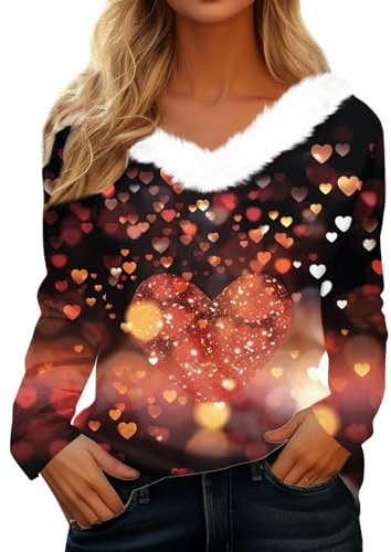 Geschenk Für Frauen,Italienische Mode Damen Damen Mit Kapuze Pullover Damen Wintermantel Wolldecke Mit Ärmel Erwachsene Weihnachten 3D Druck Plüsch Schulterfrei Langarm Pulli Shirt Mit (Tiefrot,M)