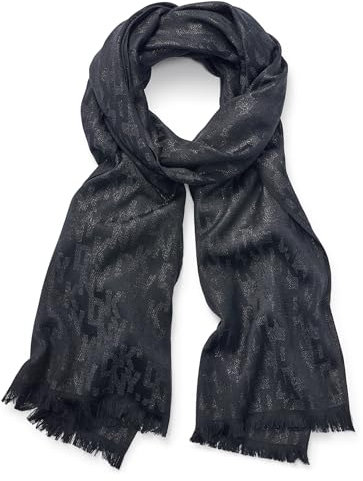 DKNY Damen Oversized Eyelash Fringe Lurex Scarf Modischer Schal, Schwarz, Einheitsgröße