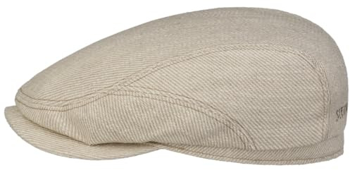 Stetson Sustainable Heavy Twill Flatcap Einfarbige Schirmmütze Made in EU Herren Frühjahr Sommer Hellbeige S (54-55 cm)