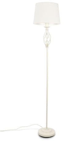 Traditional Cream Standing Floor Lamp for Living Room with Fabric Lampshade Hallway Light