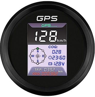ELING 85 mm GPS Tachometer Universal TFT-Geschwindigkeitsmesser mit teilweisem Kilometerzähler Kilometerzähler Uhr Voltmeter 12 V 24 V für Auto Limousine Traktoren Yacht