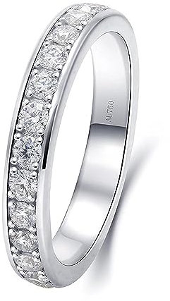 Whoiy Gold Ring Frauen 750, Ewigkeit Diamant Ehering Echt Weisgold 18K Trauring Verlobungsringe für Damen Gr. 52 (16.6)
