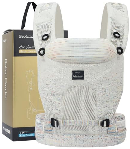 Bebamour Babytrage Ergonomische Babytrage für 3,2-20,0 kg, Babytrage vorne und hinten mit Sabberlätzchen, verbesserte Lendenwirbelstütze, Beige