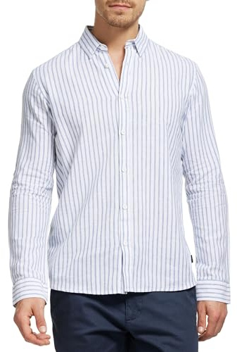 Indicode Herren Brayden Hemd gestreift mit Button-Down-Kragen | Herrenhemd Männerhemd Offwhite - Striped, XXL