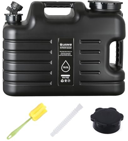 Starnearby Bidon d'eau avec Robinet 10L-25L, Réservoir d'eau Potable, Jerrican Alimentaire Camping, Conteneur d'eau sans BPA avec Robinet pour Camping, Randonnée, Barbecue, Pêche (18,5L Noir)