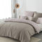 Nesture Juego de ropa de cama de 135 x 200 cm, 2 piezas, color topo/beige, de microfibra, reversible, suave y no necesita planchado, 1 funda nórdica y 1 funda de almohada de 80 x 80 cm con cremallera