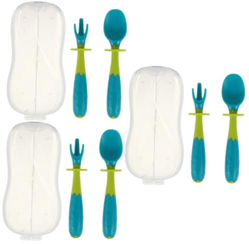 VICASKY 3 Sätze Und Löffel-set Kindergeschirr Babylöffel Kinder Üben Löffel -kit Kleinkindlöffel Kleinkinder-utensilien Trainingslöffel Für Neugeborene Polypropylen Green