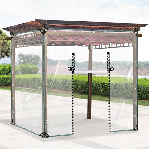 TZYYAO Klare wasserdichte PVC-Plane Seitenwände,0,3 Mm Kunststoff-Schutzplanen,Transparente Pergola-Abdeckung Für Draußen,Schwere wasserdichte Wetterfeste Abdeckplane,WxH-2x2.2m/6.6x7.2ft