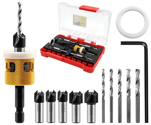 DARTOTEK Foret avec Fraisoir Contre-alésage à 82 Degrés Butée de Profondeur Réglable en Varbure Tête de Perçage Conique HSS 3.2MM 3.6MM 4MM 4.4MM 4.8MM pour Le Bois,Le Plastique
