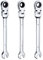 QUARKZMAN 3 Pcs Llave de Trinquete con Cabeza Flexible 6/7/8mm 180° Cabeza Giratoria, Llaves Combinadas de 72 Dientes, Trinquete de Extremo Abierto de Acero al Cromo-Vanadio Abierta