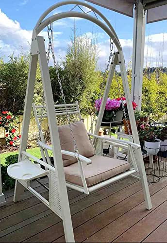 Generisch 2-Sitzer-Gartenschaukel, Schmiedeeisen, Hängesessel für den Balkon im Freien, Verandaschaukel mit Stahlrahmen