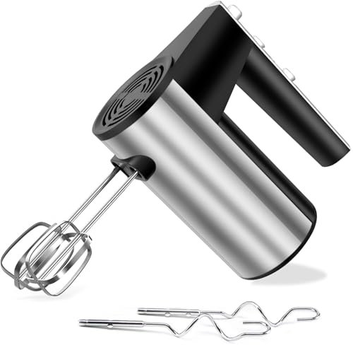Hand Mixer Electric Hand Whisk, 1000W Stainless Steel Hand Mixers for Baking, Turbo Boost/Self-Control Speed + 5 Speed + Eject Button + 4 Stainless Steel Accessories For Easy Whipping Dough,Cream