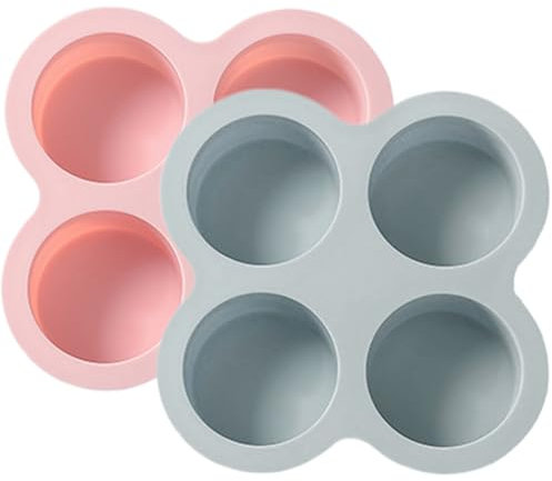 JZLEJC 2PCS Silicone Egg Bite Molds, 4 Cavity Non-Stick Air Fryer Egg Molds, Heat-Resistant Muffin Tray for Baking, Cupcakes