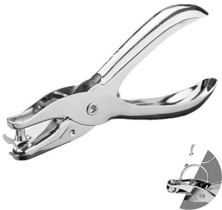 BHSTTNIXP 6 mm Einzellochstanzer, Metallstanzzange, manuelles Loch, Chrom, Metall, Perforator für Dokumente, Karten, Papier, Ticketbindung, Silber