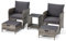 EROMMY 5 TLG. Gartenmöbel Set, Rattan Balkonmöbel Set inkl. Kaffeetisch, Stühle mit Kissen & Hocker, Terassenmöbel außen für Garten, Balkon, Terrasse, Poolseite, Grau