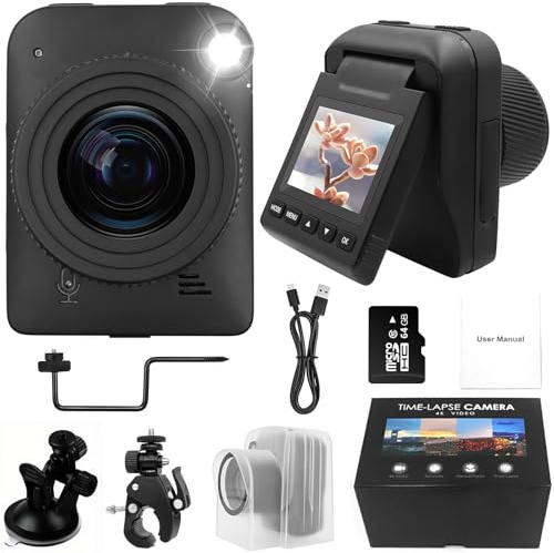 VexNook Time Lapse Camera, 4K 32MP Time Lapse Camera Outdoor, 6 Month Battery Life, IP66 Waterproof, for Record Outdoor Construction, Weather, Plant, 64GB TF Card