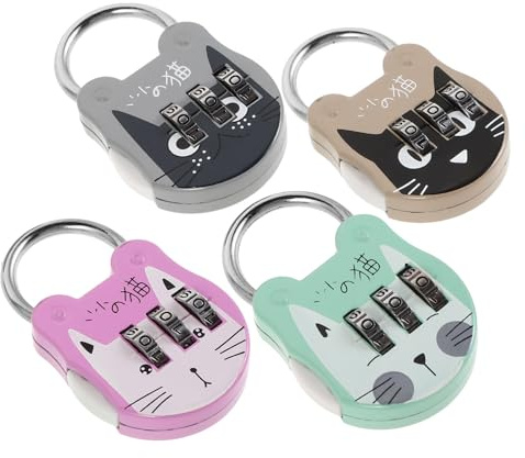 Cadenas à Combinaison Petit Domestique Résistant à L'usure 4pcs | Acier Inoxydable, Code Préréglé 000 Réinitialisable, pour Armoire de Rangement et Boîte aux Lettres Cadenas Garçon et Filles