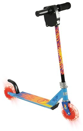Hot Wheels Kinder Inline-Scooter | Offiziell lizenzierte Jungen oder Mädchen mit realistischen Revver-Sounds und leuchtenden Rädern | Blaue Kinder