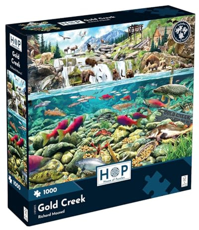 The House of Puzzles | Gold Creek 1000 Piece Jigsaw Puzzle | Animals & Wildlife Theme | Richard Macneil Artist | FSC Certified Board
