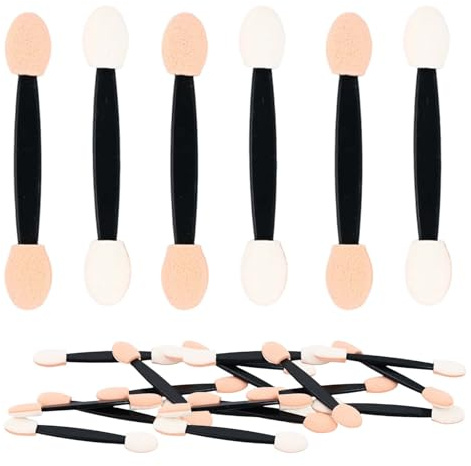 Lidschatten Applikator 50 Stück Doppelseitige Schwamm Pinsel Set fuer Praezises Makeup Lidschatten Highlighter Augenbrauen Nagellack