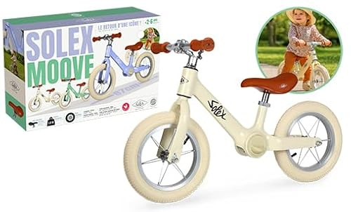 MGM JOUET - Laufrad - Solex - 119350 - Freilauf - Beige - 30 Kg Max - Metall - 12 Zoll - Kinderfahrrad Ohne Pedale - Geschenk - Geburtstag - Gleichgewicht - Für Kinder von 2 bis 6 Jahren