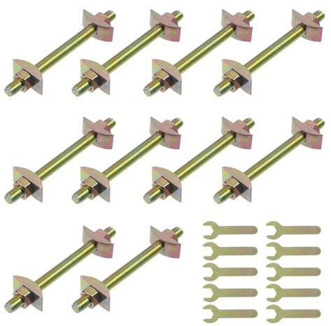 Qomcsrl 10 Sets Arbeitsplatten-Verbindungsbolzen, Tischplattenbefestigungen, Verbindungsstück-Zugbolzen-Paket, Gehrungs-Zugbolzen und Reißverschlussbolzen, A