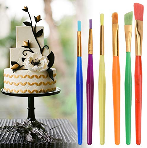 Naroote Kuchen-Färbepinsel-Set, Ergonomisches Backwerkzeug Zum Dekorieren Schöner Kuchen, 6-teilig, für Backliebhaber