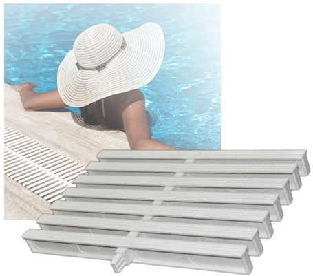 HIFRQVVC Grille de Drainage de Piscine emboîtable, Grille de débordement vidange Blanche, for Piscine, Salle Bain, Patio, Largeur 18-30cm x 100cm, 1 à 10 pièces(18x100CM/1pieces)