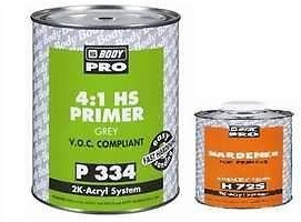 HB Body Pro P 334 HS Grey Primer Filler 4:1 Kit 2k VOC Compliant with Hardener Fast Drying & Excellent Levelling Suitable For Original Or Old Paint Work